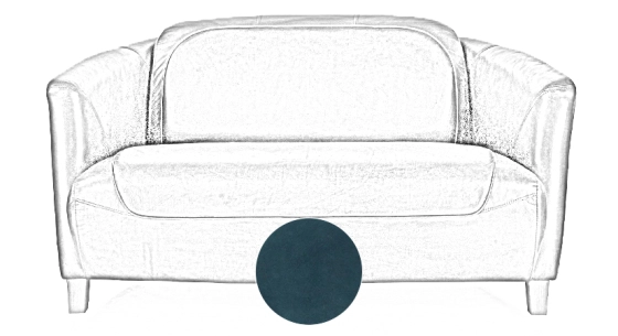 2 seater leather club sofa blue