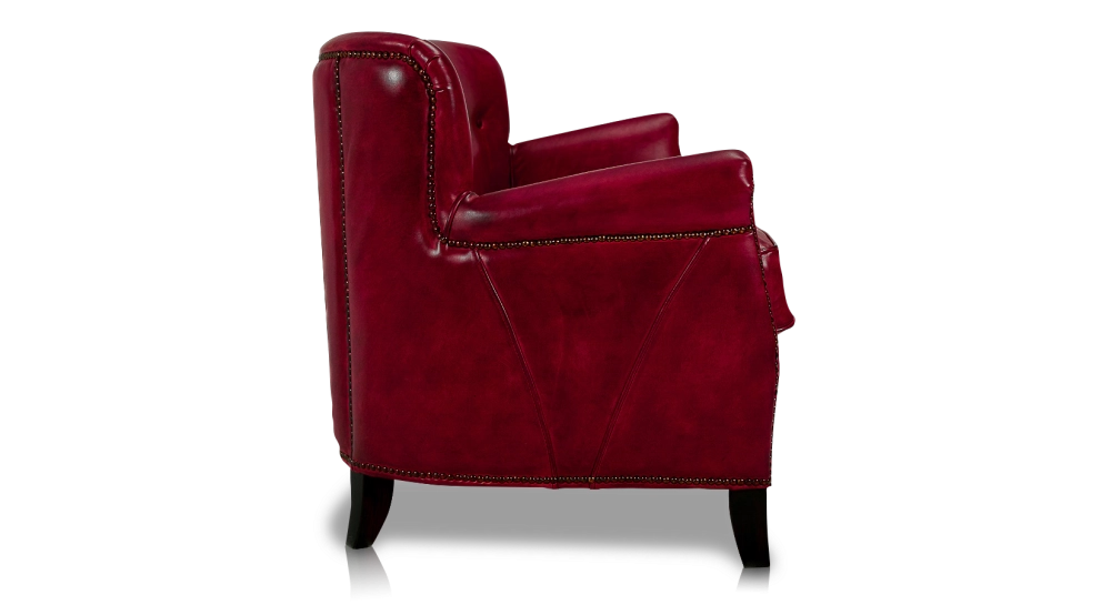2 seater leather club sofa Bordeaux studded armrests 2 seater leather club sofa Bordeaux studded armrests