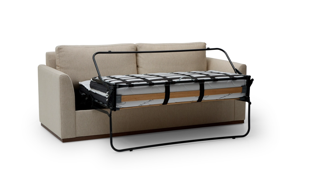 Canapé convertible 3 places tissus chiné beige