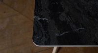 Table basse carré en chêne et céramique F3 teinte naturelle et plateau céramique frappuccino brillante 90x90 cm