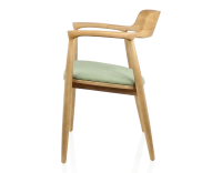 Chaise scandinave bois teinte naturelle et tissu vert Chaise scandinave bois teinte naturelle et tissu vert