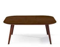 Table basse carré aux angles arrondis F2 plateau céramique bois teinte marron foncé plateau céramique effet rouille 60x60x30 cm