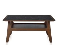 Square coffee table in oak and ceramic with dark brown stained wood and slate effect ceramic top 100x100 cm Square coffee table in oak and ceramic with dark brown stained wood and slate effect ceramic top 100x100 cm