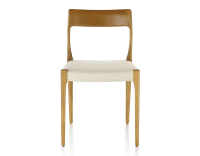 Scandinavian chair cherry-stained wood, beige chevron fabric seat Scandinavian chair cherry-stained wood, beige chevron fabric seat