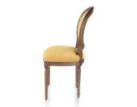 Chaise ancienne style Louis XVI bois teinte marron foncé et tissu jaune Chaise ancienne style Louis XVI bois teinte marron foncé et tissu jaune
