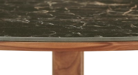 Table salle à manger ronde en noyer et céramique 4 à 6 personnes avec bois teinte naturelle et plateau céramique effet marbre noir m2 110x110 Table salle à manger ronde en noyer et céramique 4 à 6 personnes avec bois teinte naturelle et plateau céramique effet marbre noir m2 110x110