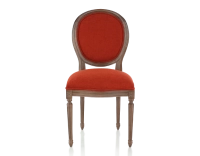 Antique Louis XVI style chair dark brown stained wood and burnt orange fabric Antique Louis XVI style chair dark brown stained wood and burnt orange fabric
