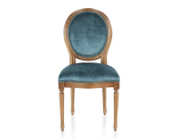 Chaise ancienne style Louis XVI bois teinte ancienne et tissu velours bleu pétrole Chaise ancienne style Louis XVI bois teinte ancienne et tissu velours bleu pétrole