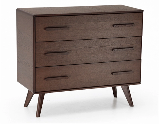 3-drawer oak chest of drawers dark brown stained wood