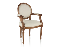 Chaise ancienne style Louis XVI avec accoudoirs bois teinte ancienne et tissu chevron beige Chaise ancienne style Louis XVI avec accoudoirs bois teinte ancienne et tissu chevron beige