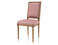 Chaise ancienne style Louis XVI bois teinte ancienne et tissu chevron bordeaux