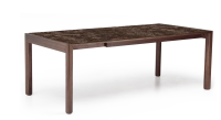 Extending table for 8 to 12 people in walnut and ceramic with ceramic extensions natural wood finish and brown marble-effect ceramic 160x100 cm Extending table for 8 to 12 people in walnut and ceramic with ceramic extensions natural wood finish and brown marble-effect ceramic 160x100 cm