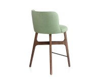 Tabouret de bar h60 cm bois teinte marron foncé assise tissu vert Tabouret de bar h60 cm bois teinte marron foncé assise tissu vert