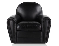 Fauteuil club cuir noir accoudoirs cloutés Fauteuil club cuir noir accoudoirs cloutés
