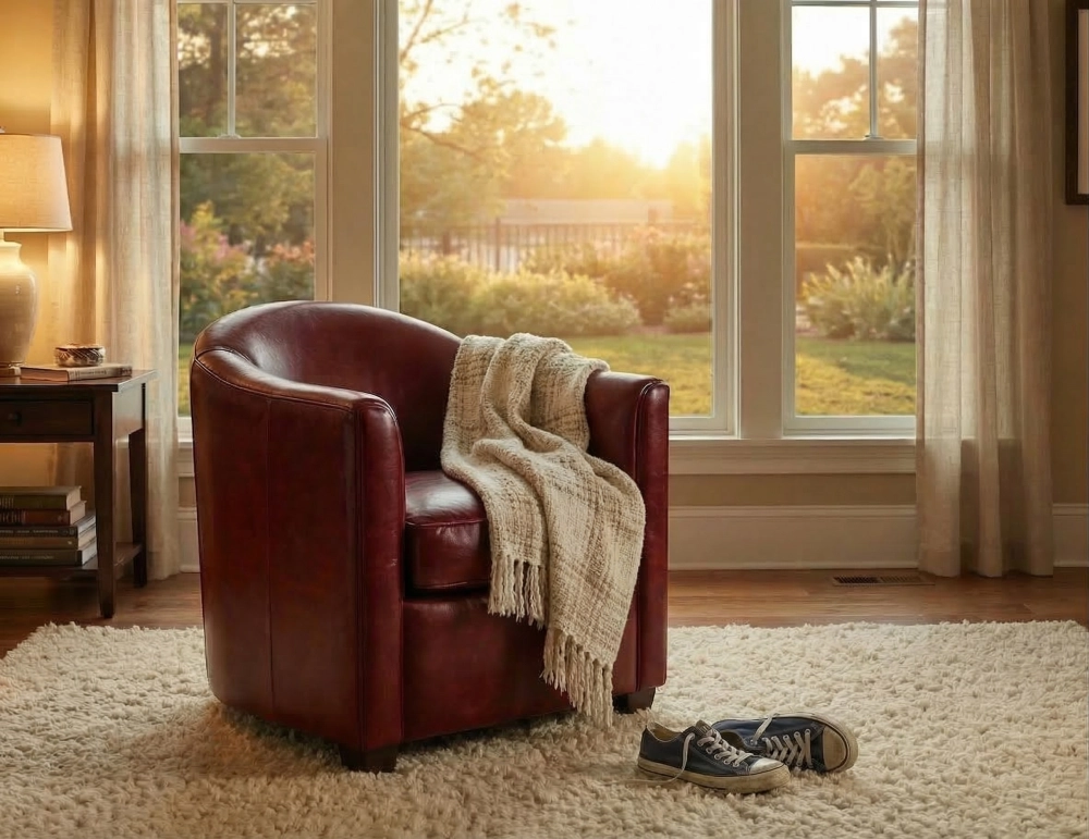 Fauteuil club cuir rouge carmin