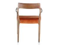 Scandinavian armchair with armrests walnut-stained wood, terracotta velvet seat Scandinavian armchair with armrests walnut-stained wood, terracotta velvet seat