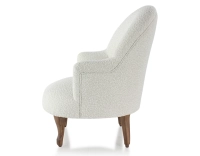 Fauteuil crapaud avec accoudoirs pieds bois teinte noyer et tissu bouclé blanc Fauteuil crapaud avec accoudoirs pieds bois teinte noyer et tissu bouclé blanc