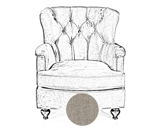 Fauteuil Chesterfield tissu beige naturel moyen dossier