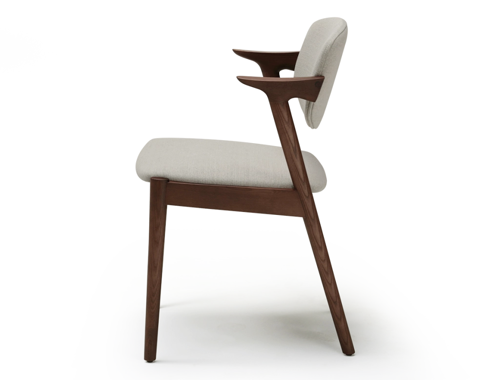 Dark brown stained design chair and natural beige fabric dark brown wood seat natural beige fabric Dark brown stained design chair and natural beige fabric dark brown wood seat natural beige fabric