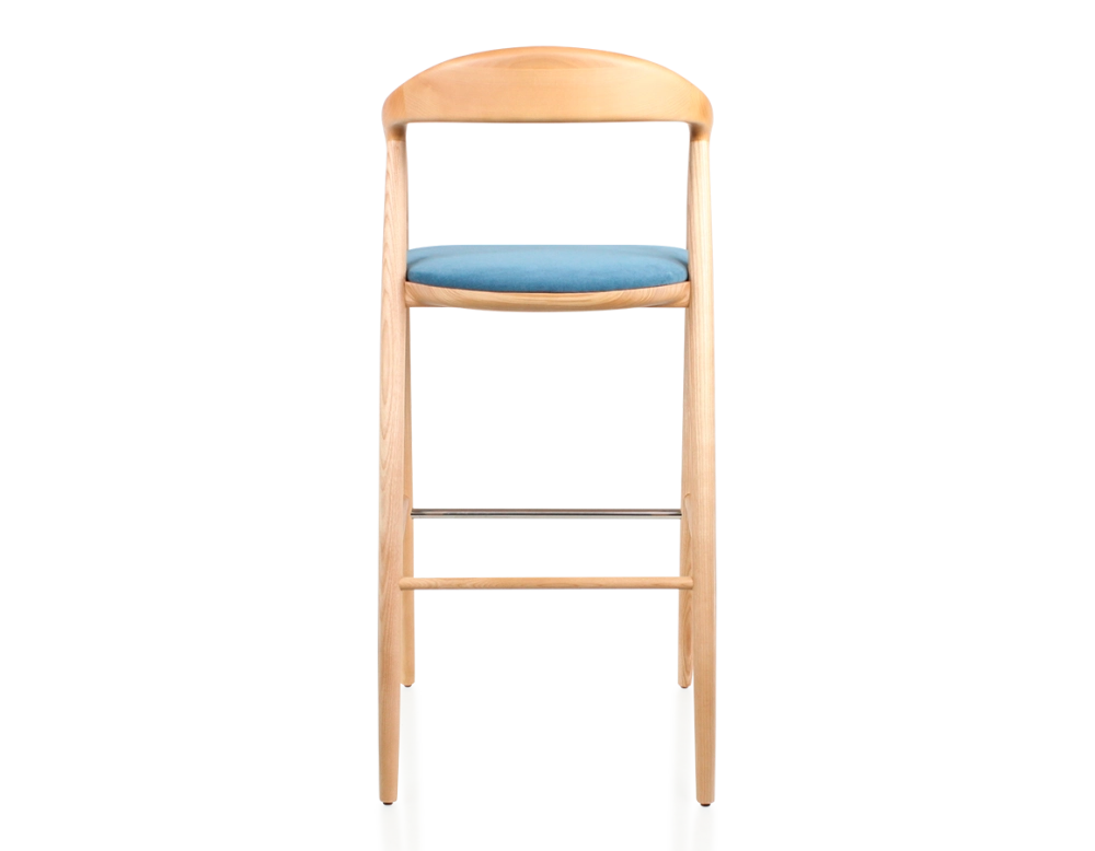 Bar stool h80 cm natural tint blue jean fabric seat natural wood stain and denim fabric Bar stool h80 cm natural tint blue jean fabric seat natural wood stain and denim fabric