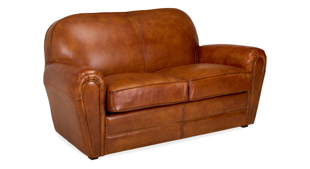 2 seater leather club sofa light brown piped armrests 2 seater leather club sofa light brown piped armrests