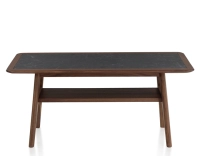 Table basse rectangulaire en noyer et céramique bois teinte naturelle plateau céramique effet ardoise 100x50 cm Table basse rectangulaire en noyer et céramique bois teinte naturelle plateau céramique effet ardoise 100x50 cm