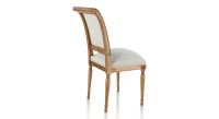 Chaise ancienne style directoire bois teinte ancienne et tissu beige naturel