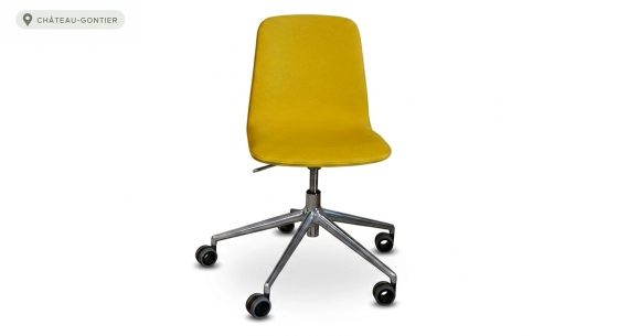 Chaise de bureau à roulettes assise tissu vert anis
