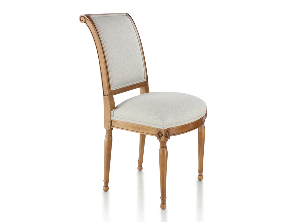 Chaise ancienne style directoire bois teinte ancienne et tissu beige naturel Chaise ancienne style directoire bois teinte ancienne et tissu beige naturel