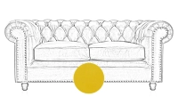 Canapé Chesterfield cuir 2 places jaune accoudoirs cloutés Canapé Chesterfield cuir 2 places jaune accoudoirs cloutés