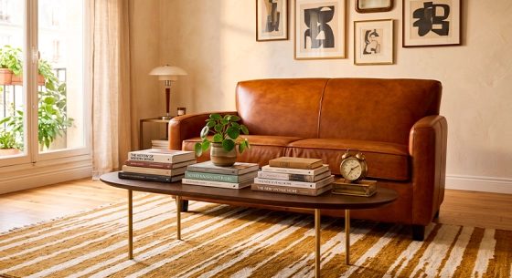 2 seater leather club sofa light brown