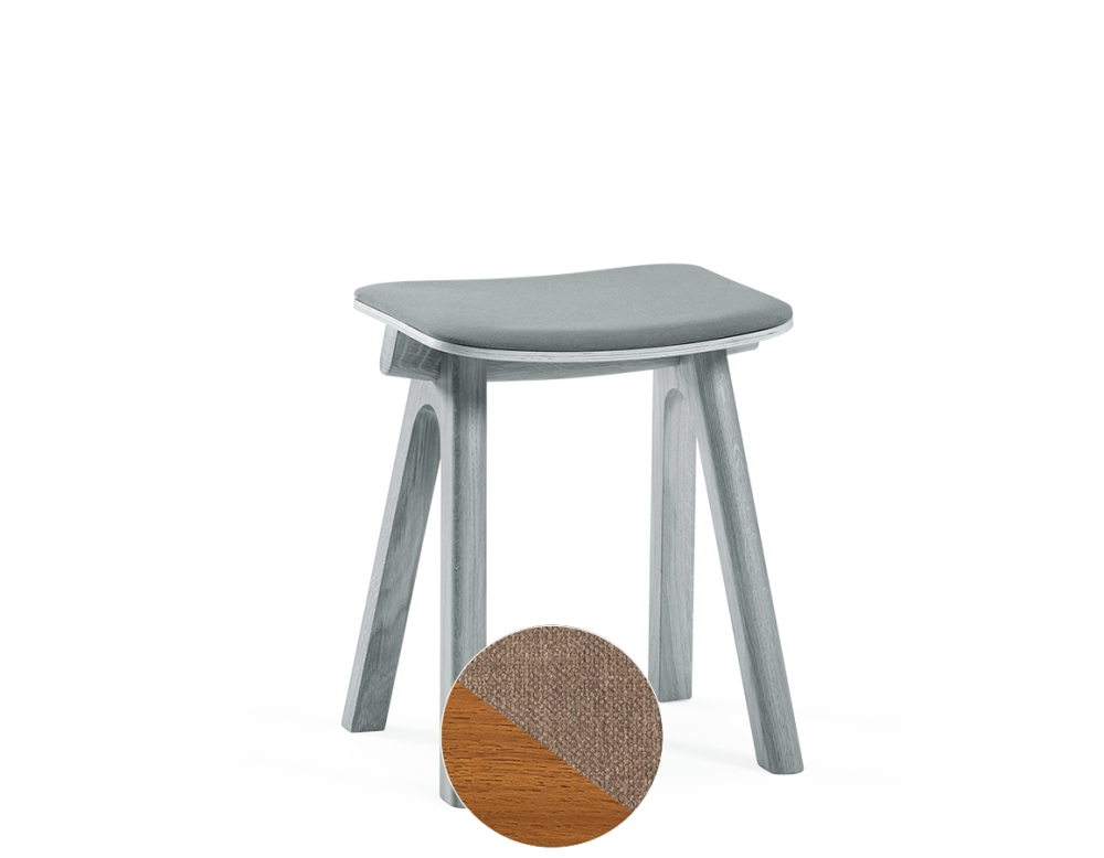 Tabouret en chêne tapissé H45 cm bois teinte merisier assise tissu taupe Tabouret en chêne tapissé H45 cm bois teinte merisier assise tissu taupe