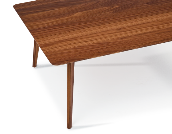 Square walnut coffee table with wooden top F3 natural tint 100x100x30 cm