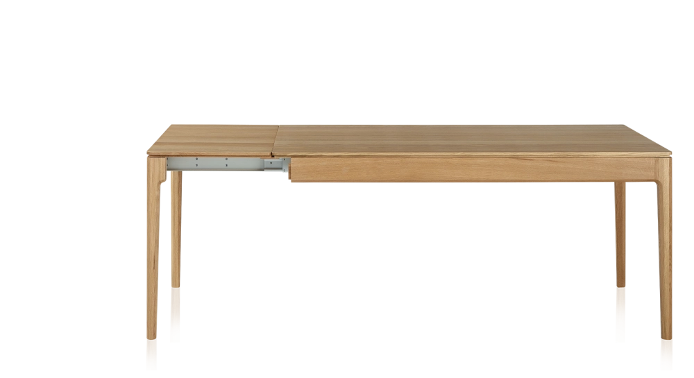 Mesa extensible de roble de 8 a 12 comensales con tablero y extensiones de madera en tinte natural 160x100 cm