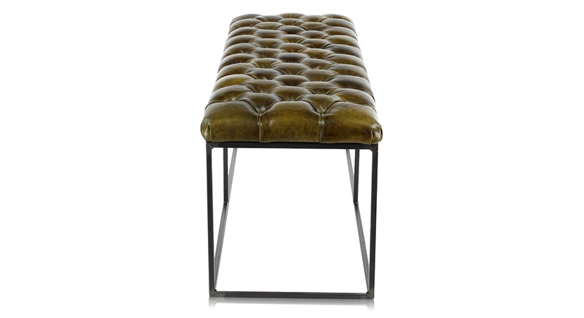 Chesterfield leather bench olive green Chesterfield leather bench olive green