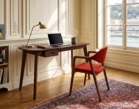 Bureau scandinave en chêne teinte marron foncé L150 cm