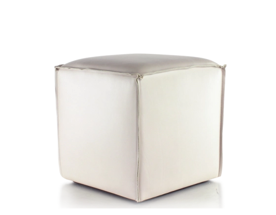 Pouf cuir de vachette gris perle
