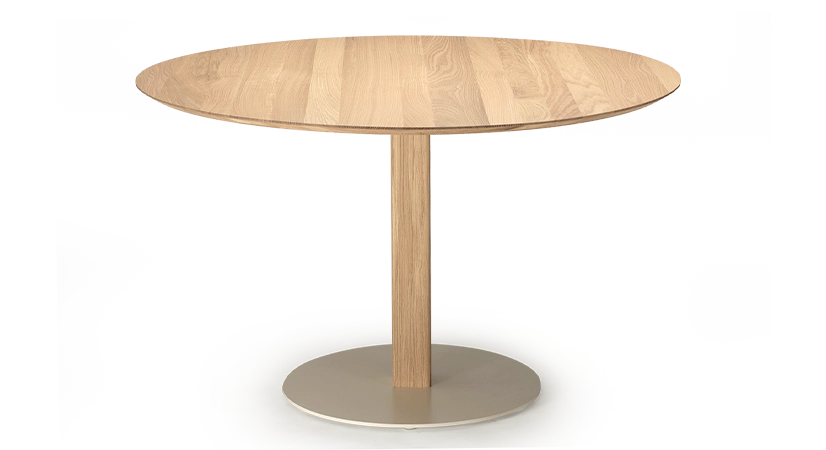 Table salle à manger ronde en chêne 4 à 6 personnes teinte naturelle plateau bois 110x110 Table salle à manger ronde en chêne 4 à 6 personnes teinte naturelle plateau bois 110x110