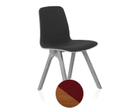 Chaise design en chêne tapissé bois teinte merisier assise tissu bordeaux