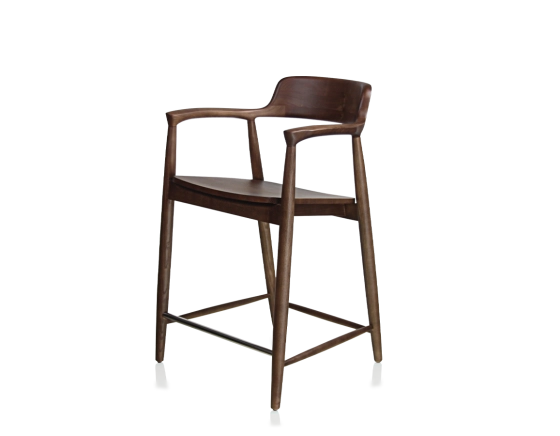 Bar stool H60 cm dark brown stained wood