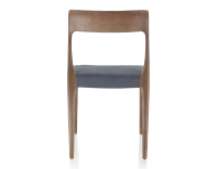 Scandinavian chair dark brown stained wood, grey fabric seat Scandinavian chair dark brown stained wood, grey fabric seat