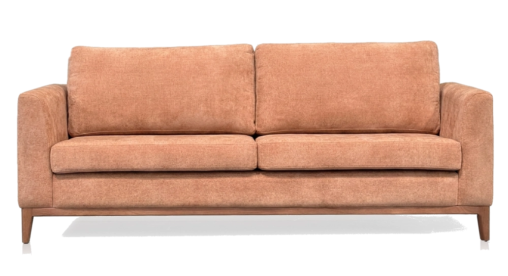 Canapé design 3 places tissu brun sienne