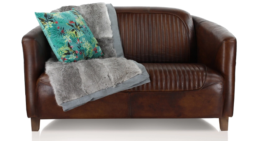 Canapé club cuir 2 places marron soutenu Canapé club cuir 2 places marron soutenu