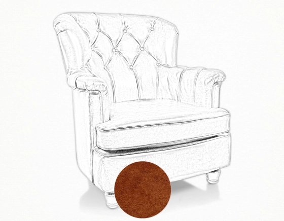 Fauteuil Chesterfield cuir marron clair moyen dossier
