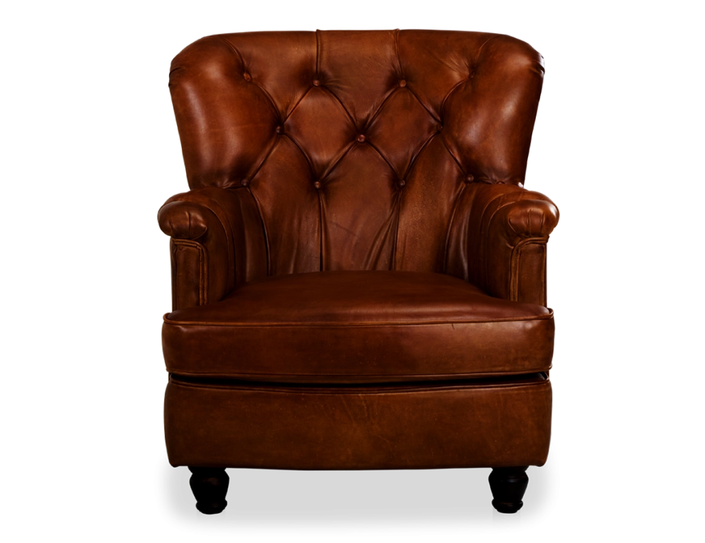 Chesterfield leather armchair brown vintage medium back Chesterfield leather armchair brown vintage medium back