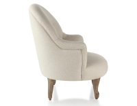 Fauteuil crapaud avec accoudoirs pieds bois teinte noyer et tissu chevron beige Fauteuil crapaud avec accoudoirs pieds bois teinte noyer et tissu chevron beige