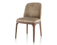 Designer chair dark brown stained wood and light taupe velvet fabric Designer chair dark brown stained wood and light taupe velvet fabric