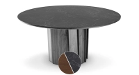 Round dining table for 6 people in oak and ceramic with dark brown stained wood and slate effect ceramic top 140 cm Round dining table for 6 people in oak and ceramic with dark brown stained wood and slate effect ceramic top 140 cm