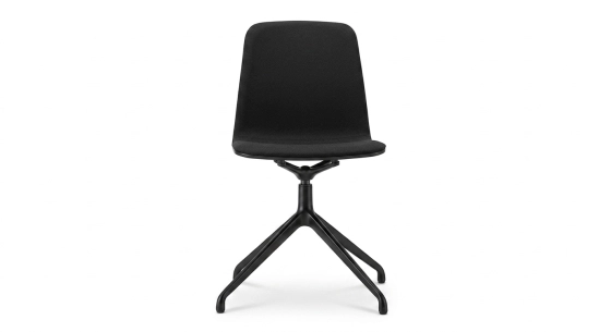 Office chair with 5 branches dossier bois teinte noire intense assise tissu noir