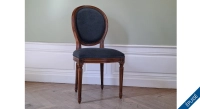 Chaise ancienne style Louis XVI bois teinte ancienne et tissu bleu marine Chaise ancienne style Louis XVI bois teinte ancienne et tissu bleu marine